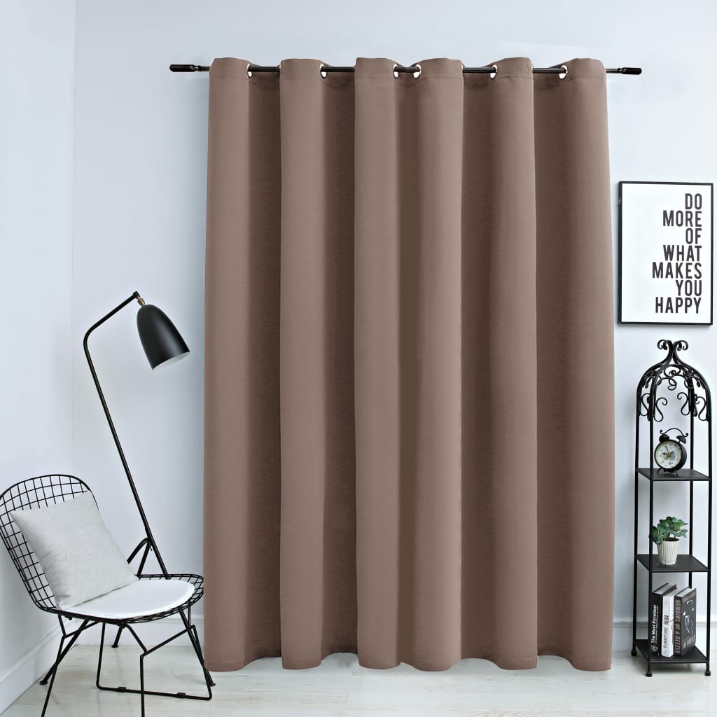 Blackout Curtain with Metal Rings Taupe 290x245 cm - Decor Base