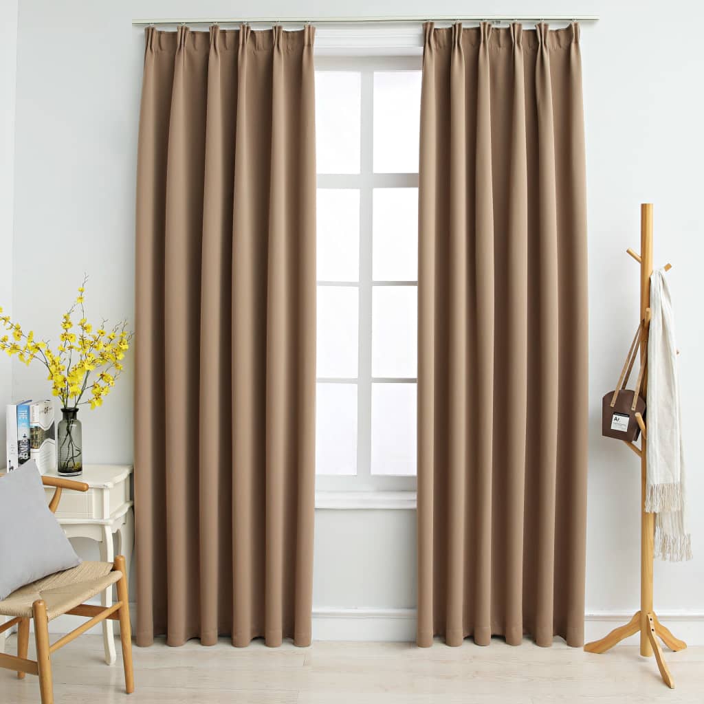Blackout Curtains with Hooks 2 pcs Taupe 140x175 cm - Direct Imports