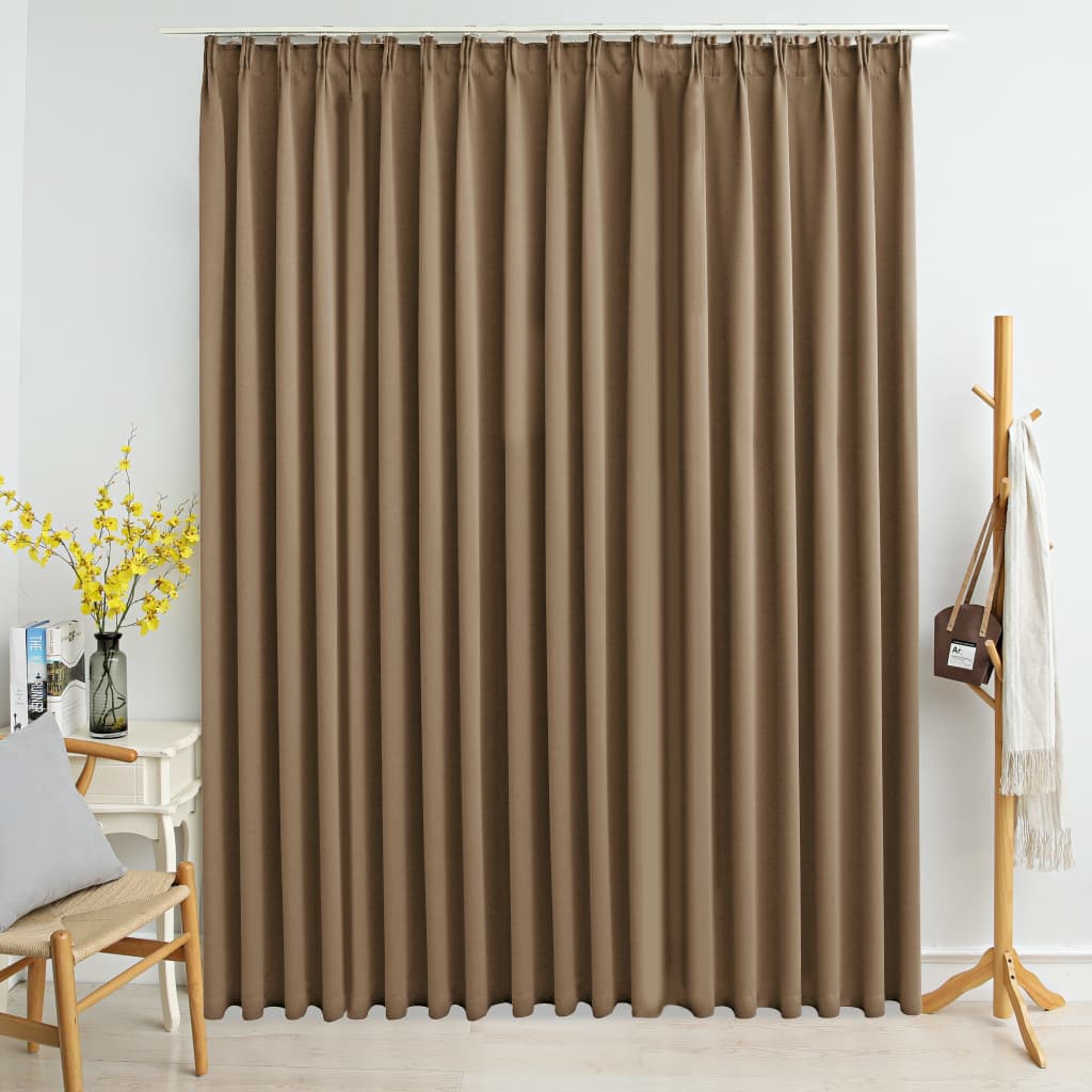 Blackout Curtain with Hooks Taupe 290x245 cm - Merkel Designers