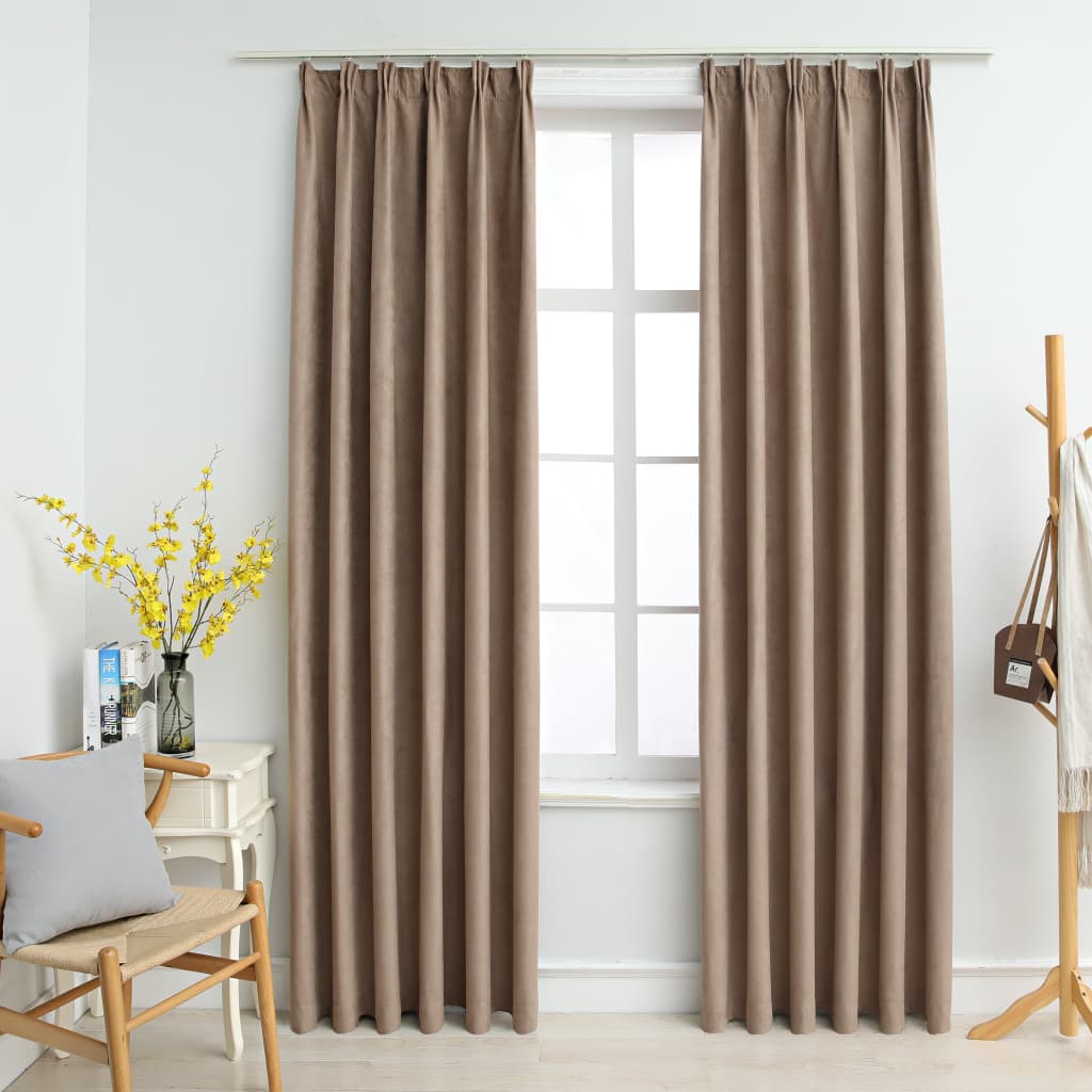 Blackout Curtains with Hooks 2 pcs Taupe 140x245 cm - Merkel Designers
