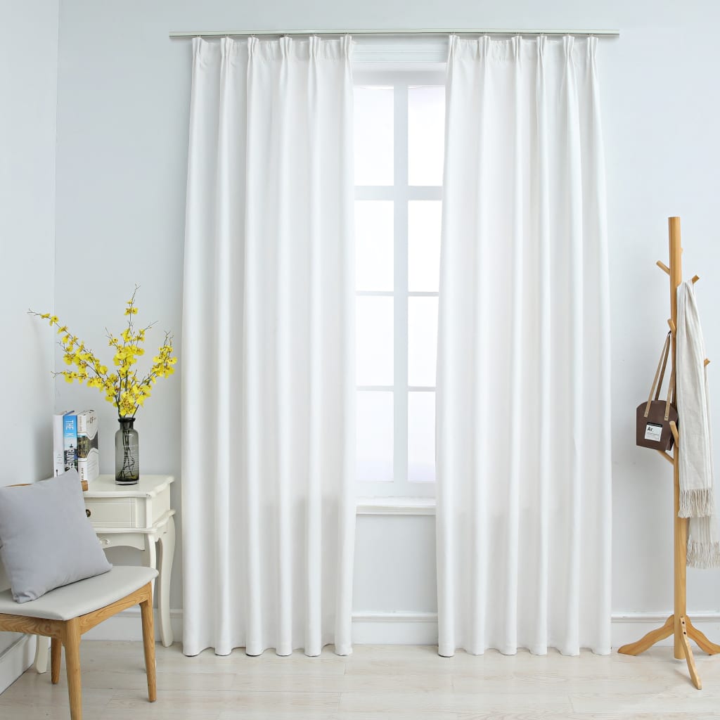 Blackout Curtains with Hooks 2 pcs Off White 140x175 cm - Casper Homes
