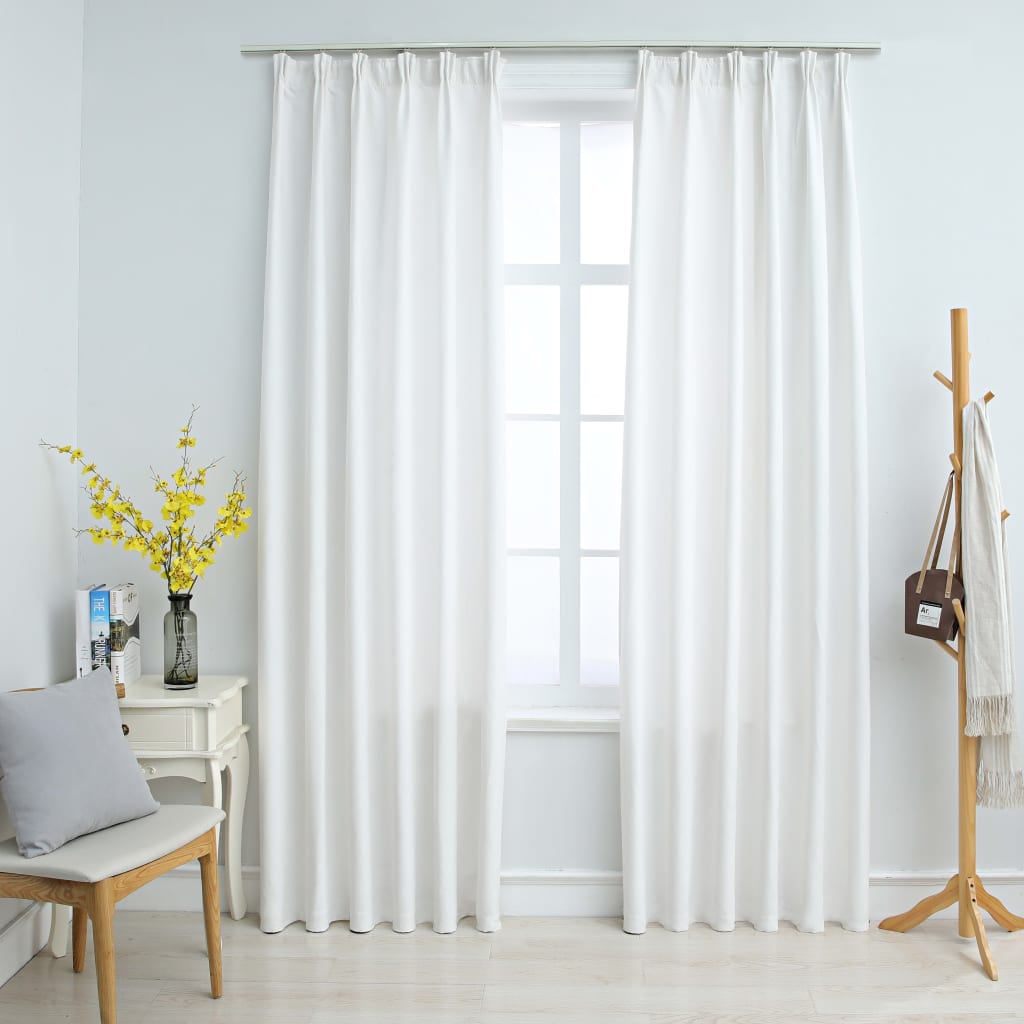 Blackout Curtains with Hooks 2 pcs Off White 140x225 cm - All Things Good