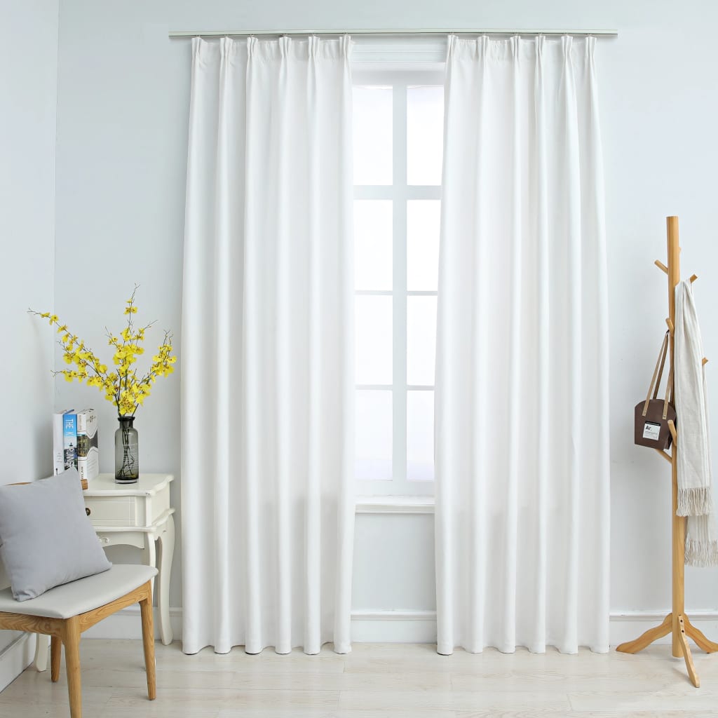 Blackout Curtains with Hooks 2 pcs Off White 140x245 cm - Discount Dealers