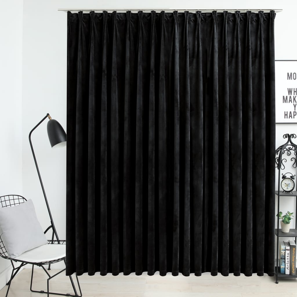Blackout Curtain with Hooks Velvet Black 290x245 cm - Merkel Designers