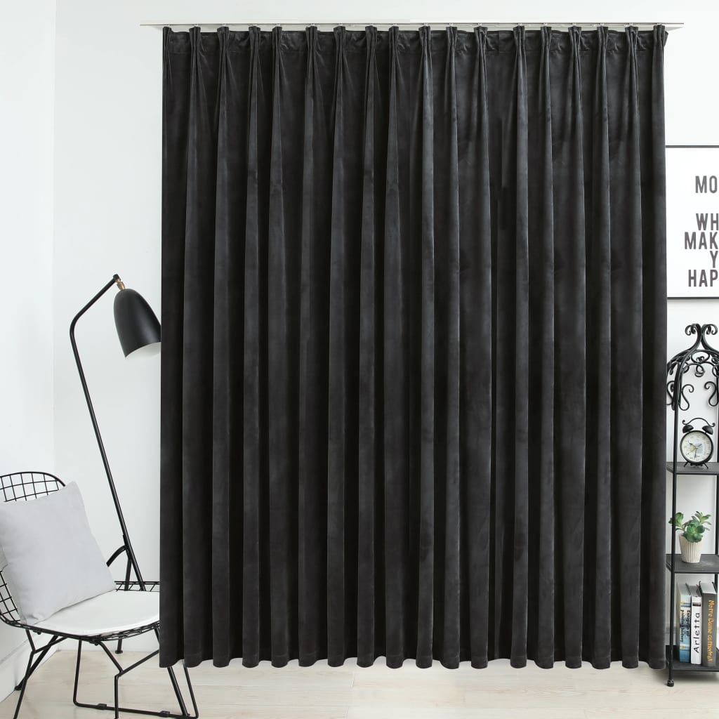 Blackout Curtain with Hooks Velvet Anthracite 290x245 cm - Direct Imports