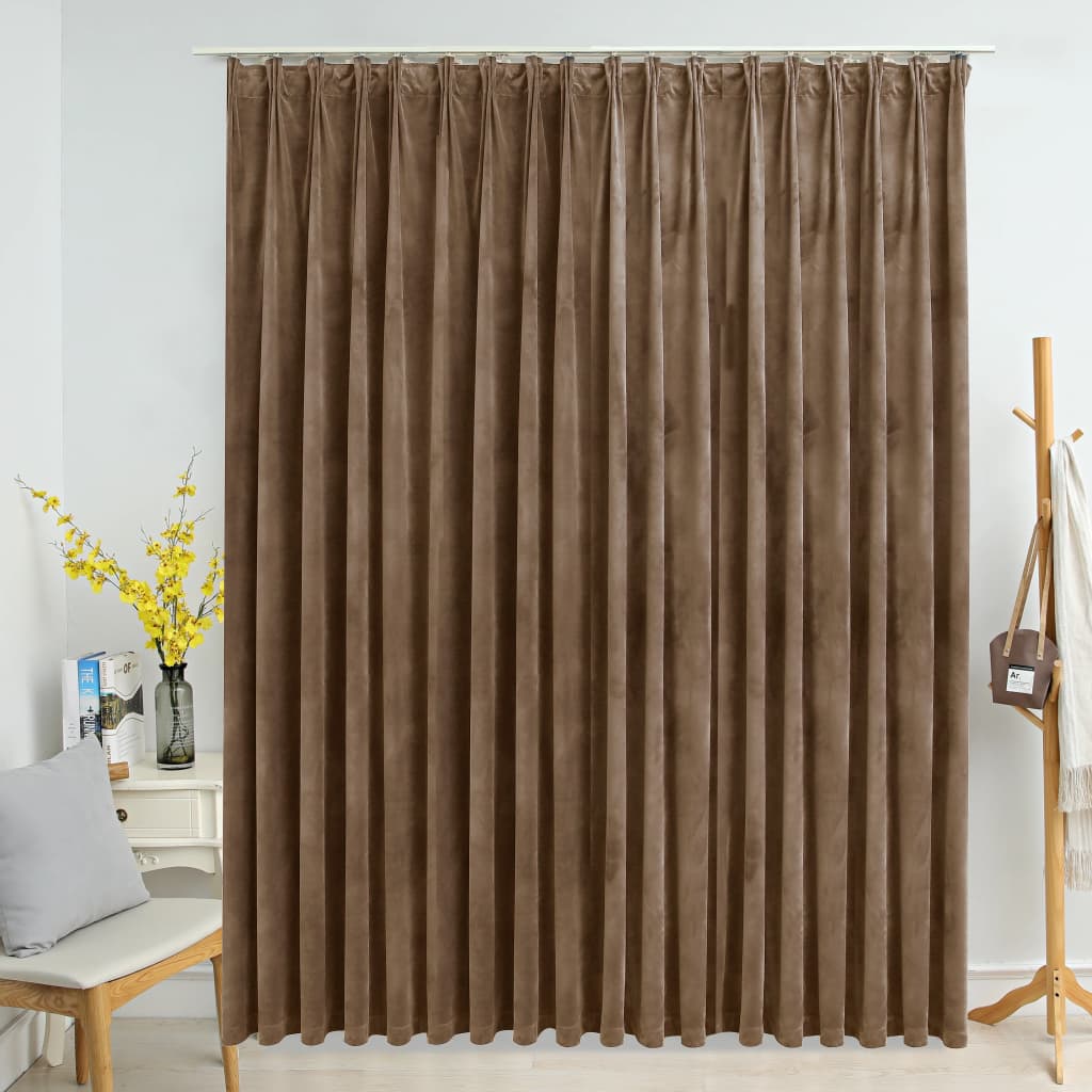 Blackout Curtain with Hooks Velvet Beige 290x245 cm - Tyrell & Tyrell