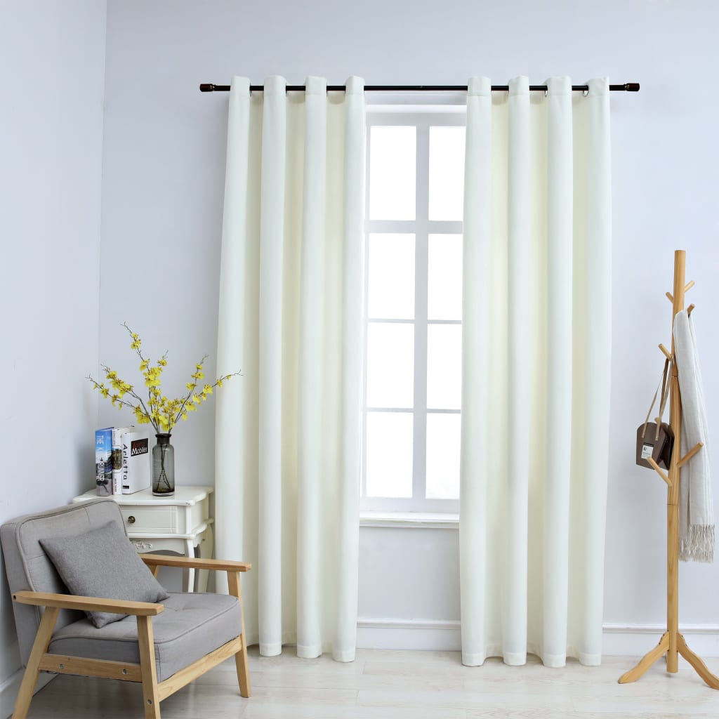 Blackout Curtains with Rings 2 pcs Velvet Cream 140x175 cm - Merkel Designers