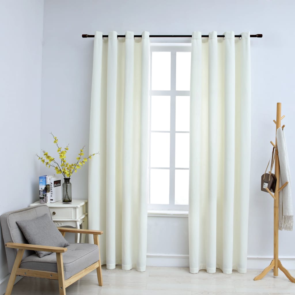 Blackout Curtains with Rings 2 pcs Velvet Cream 140x225 cm - Brittle & Co