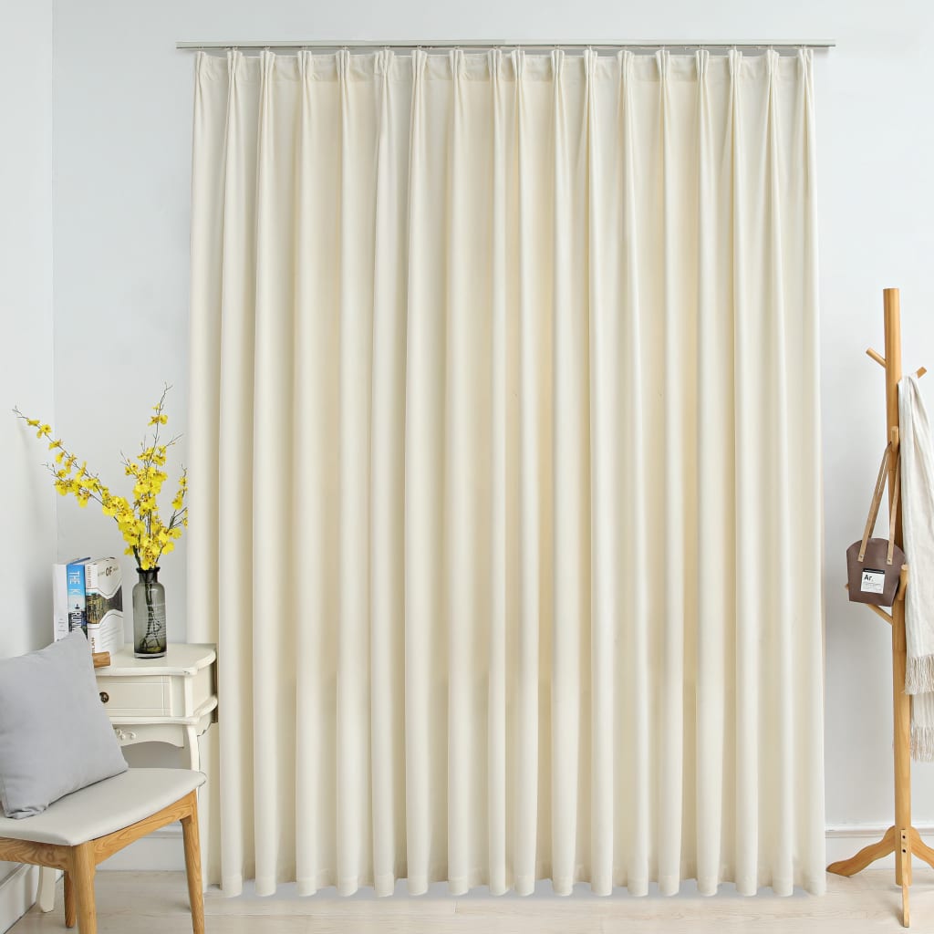 Blackout Curtain with Hooks Velvet Cream 290x245 cm - Unbeatable Bargains