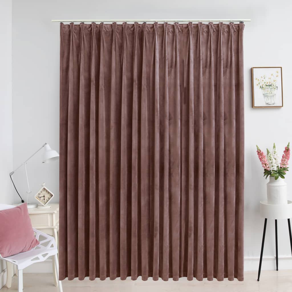 Blackout Curtain with Hooks Velvet Antique Pink 290x245 cm - Unbeatable Bargains