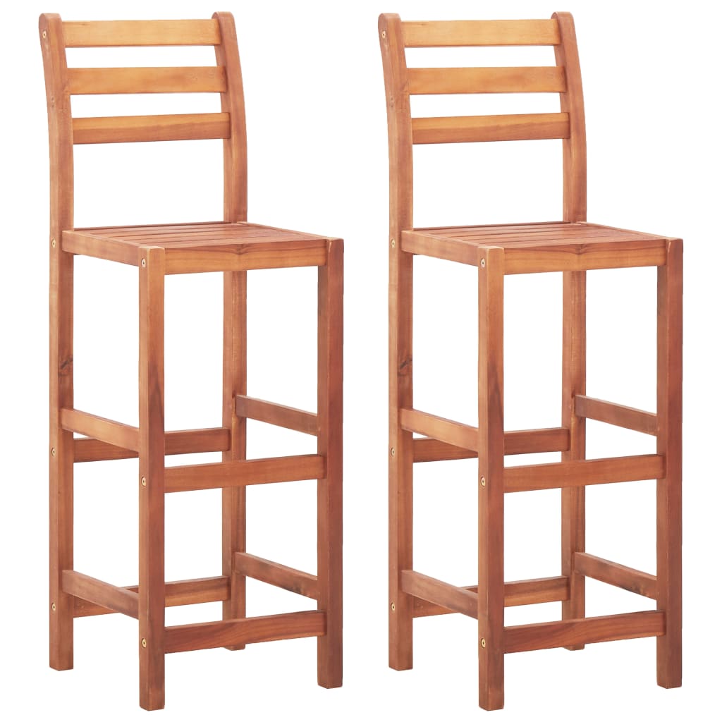 Bar Chairs 2 pcs Solid Acacia Wood - The Home Maker