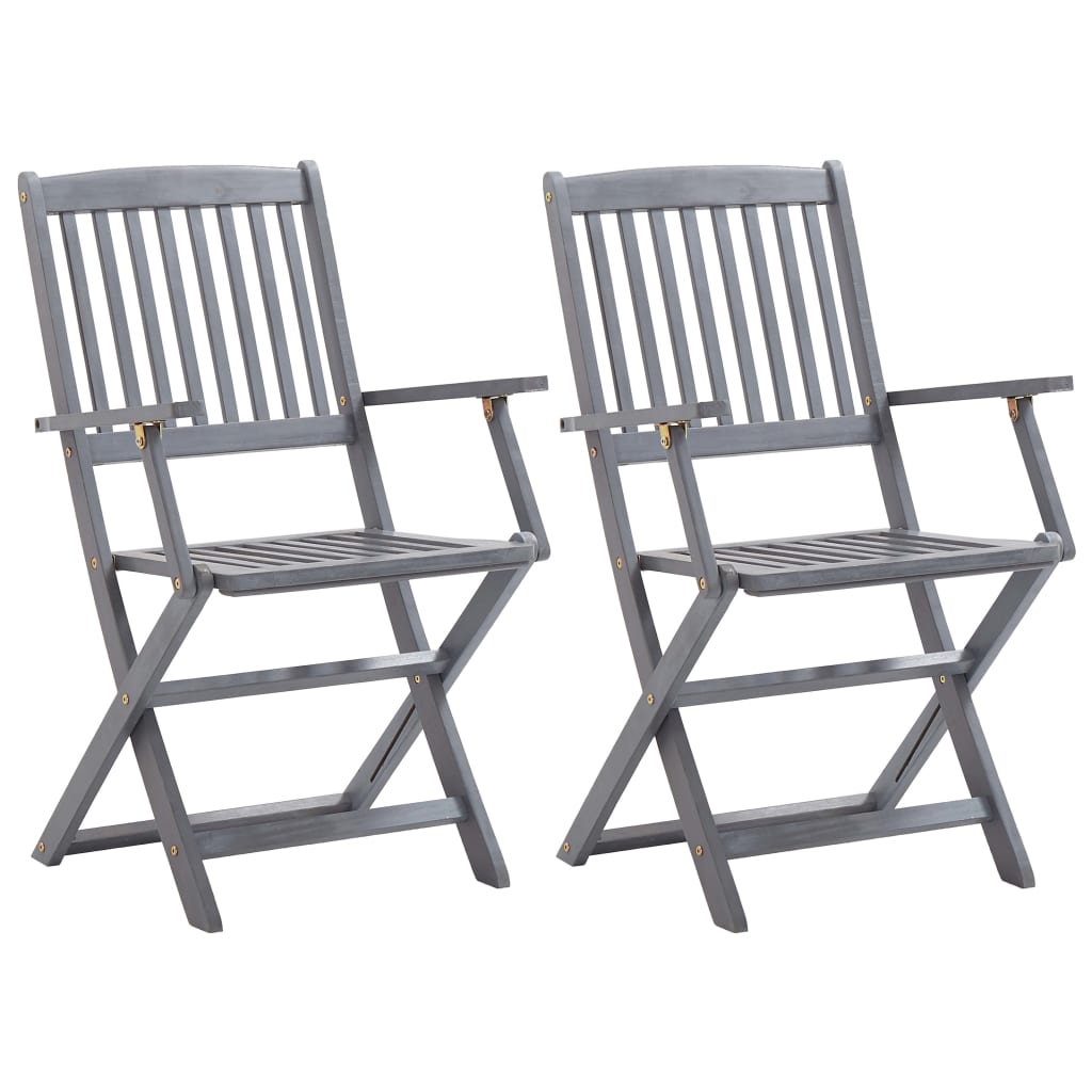 Folding Outdoor Chairs 2 pcs Solid Acacia Wood - R and M Furniture