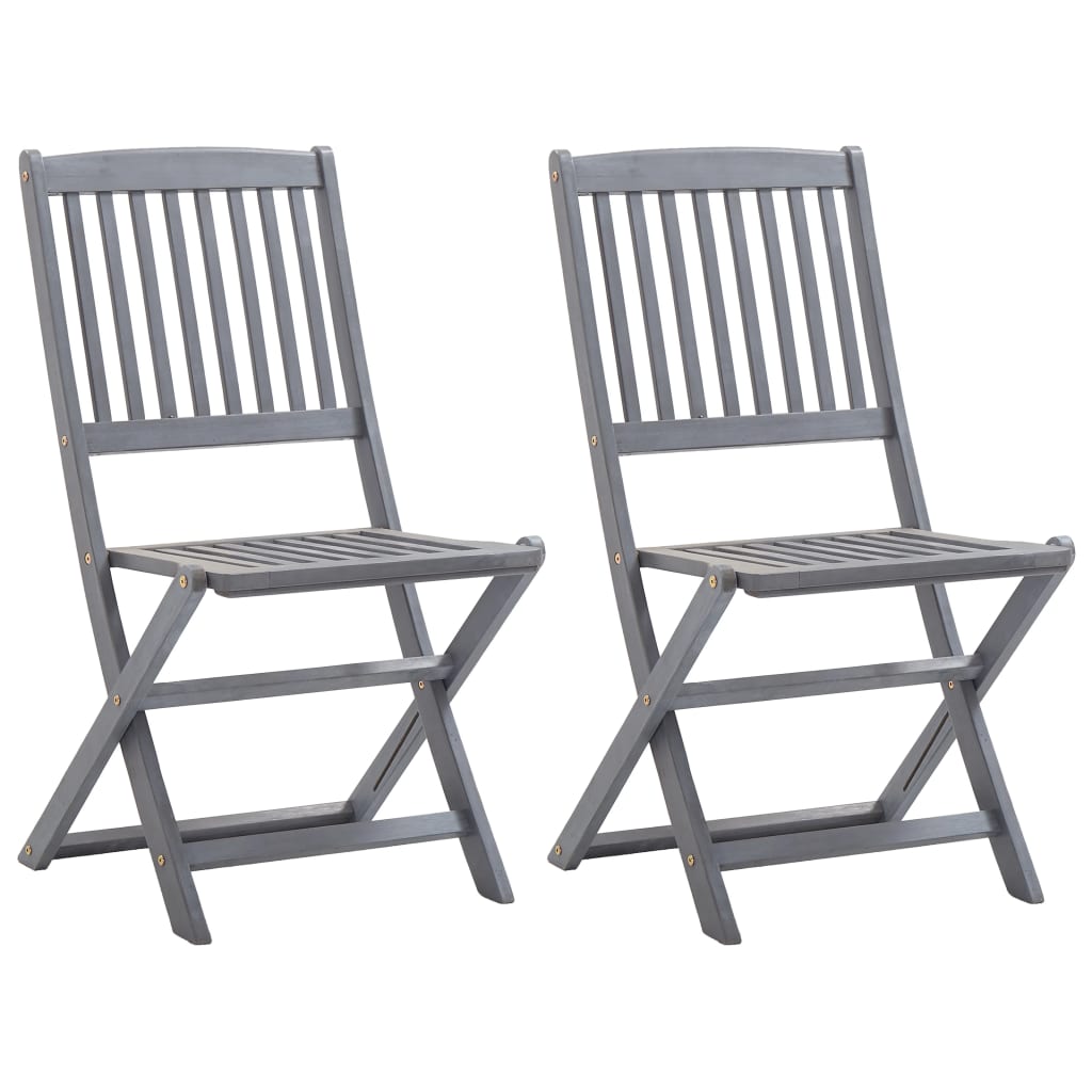 Folding Outdoor Chairs 2 pcs Solid Acacia Wood - The Home Maker
