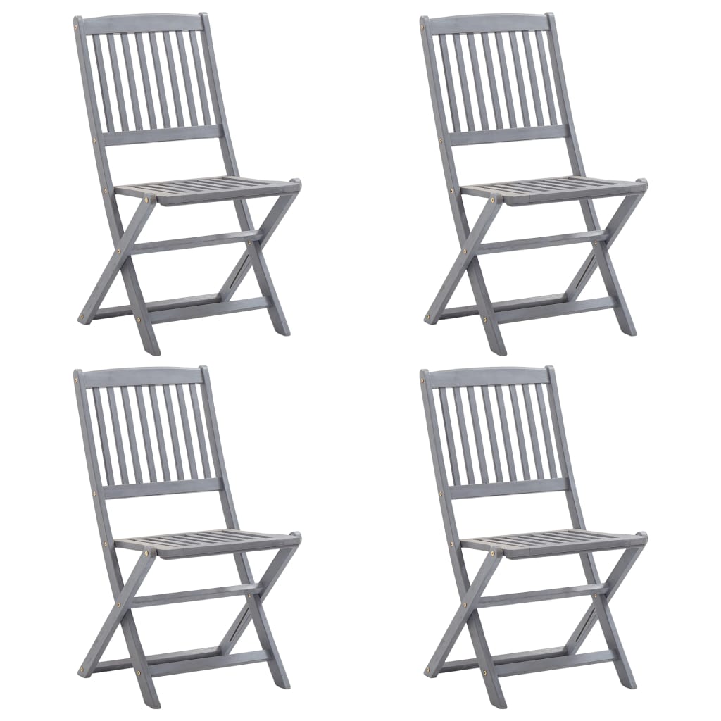 Folding Outdoor Chairs 4 pcs Solid Acacia Wood - Merkel Designers