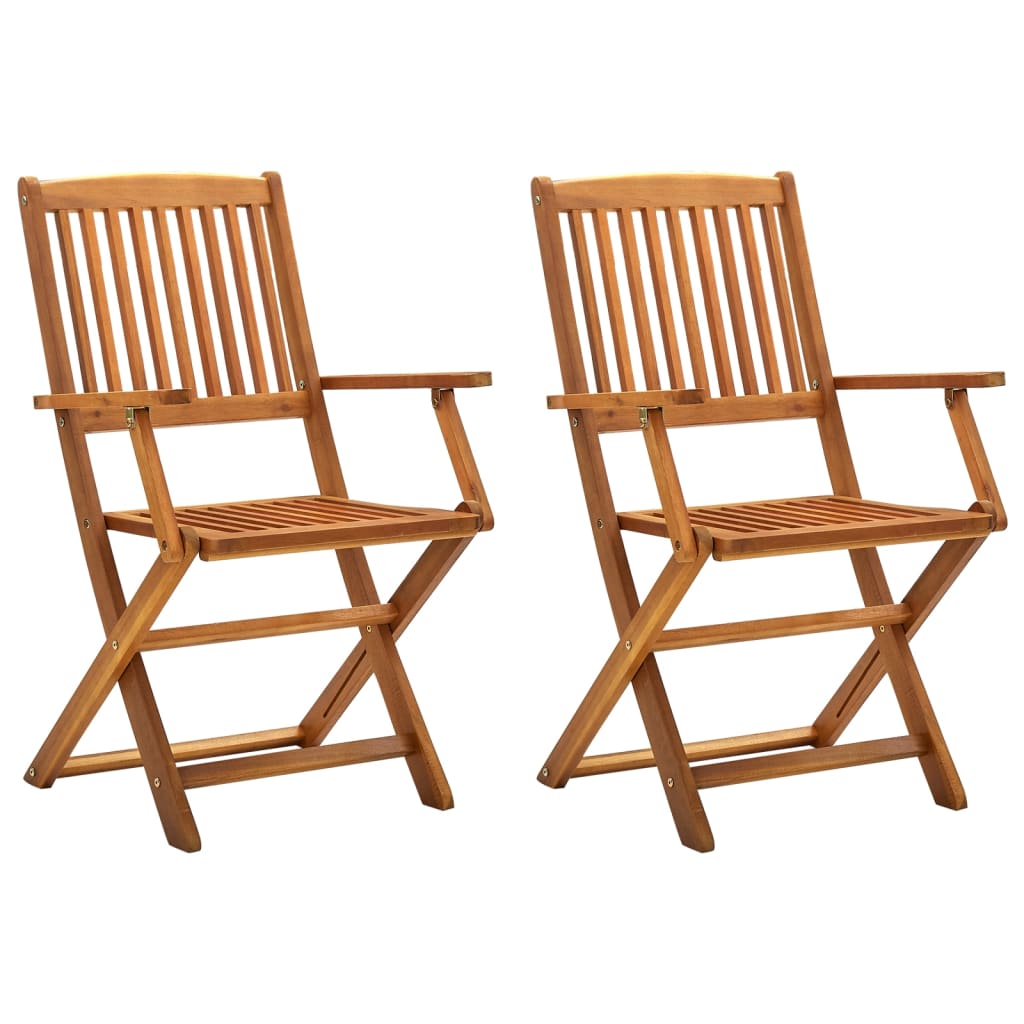 Folding Outdoor Chairs 2 pcs Solid Acacia Wood - Brittle & Co