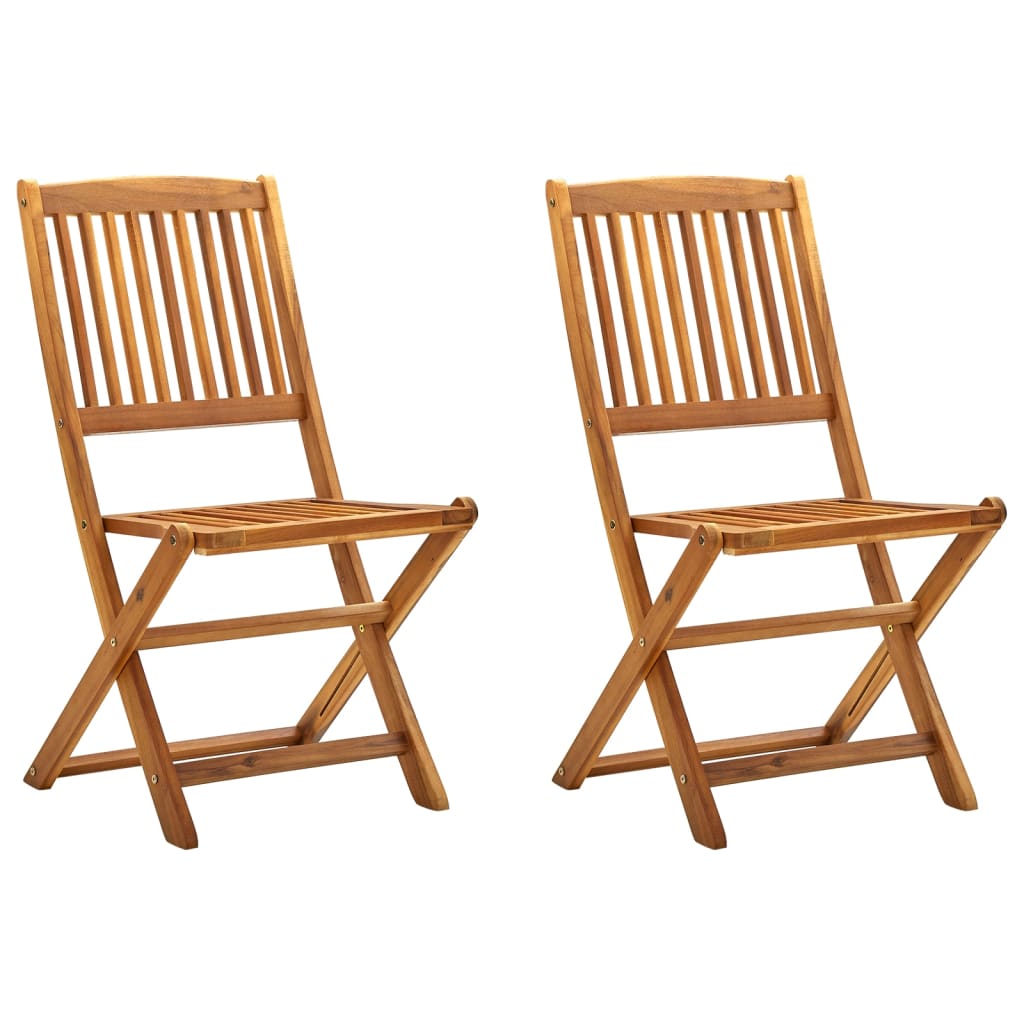Folding Outdoor Chairs 2 pcs Solid Acacia Wood - Style and Chic