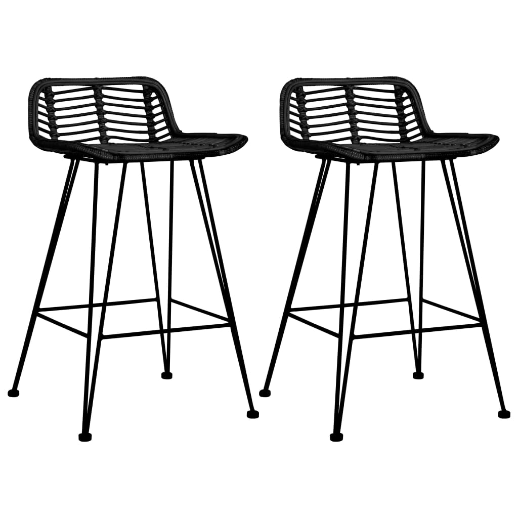 Bar Chairs 2 pcs Black Rattan - Direct Imports