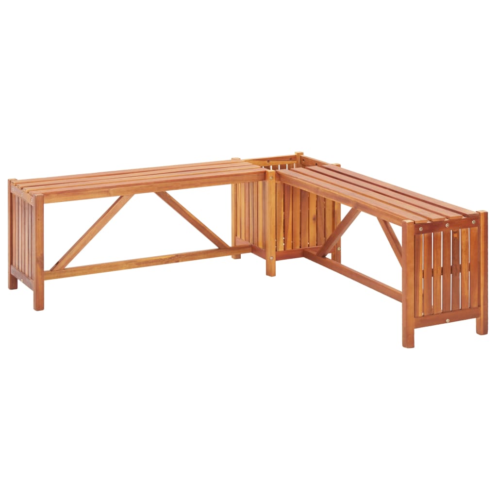 Garden Corner Bench with Planter 117x117x40cm Solid Acacia Wood - Design Hut