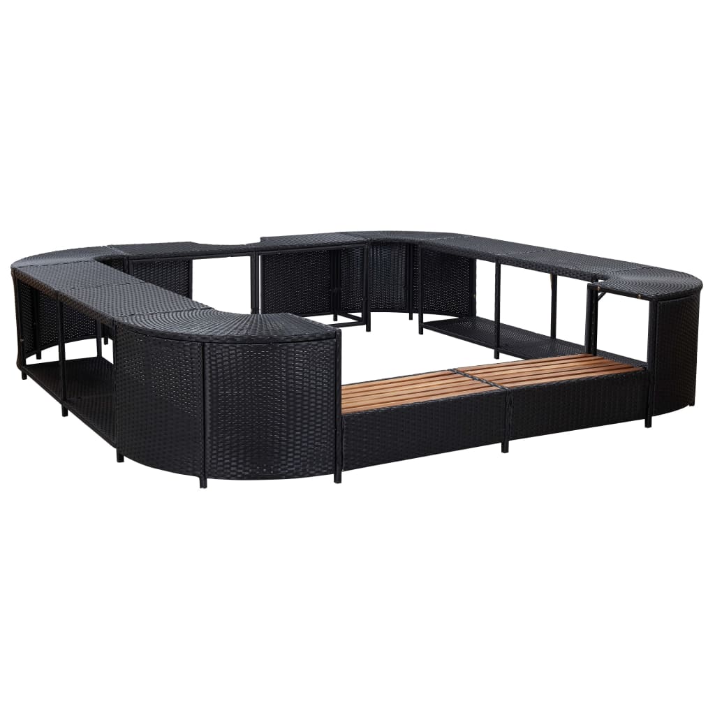 Square Spa Surround Black 268 x 268 x 55 cm Poly Rattan - Merkel Designers