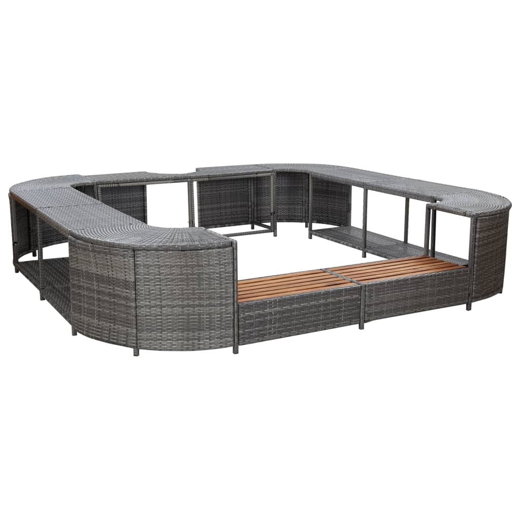 Square Spa Surround Grey 268x268x55cm Poly Rattan - Design Hut