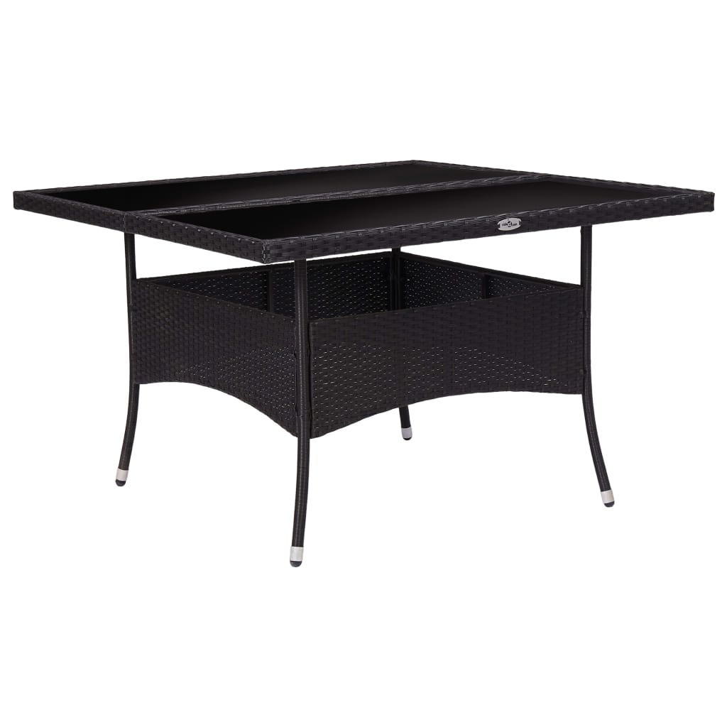 Outdoor Dining Table Black Poly Rattan and Glass - Merkel Designers