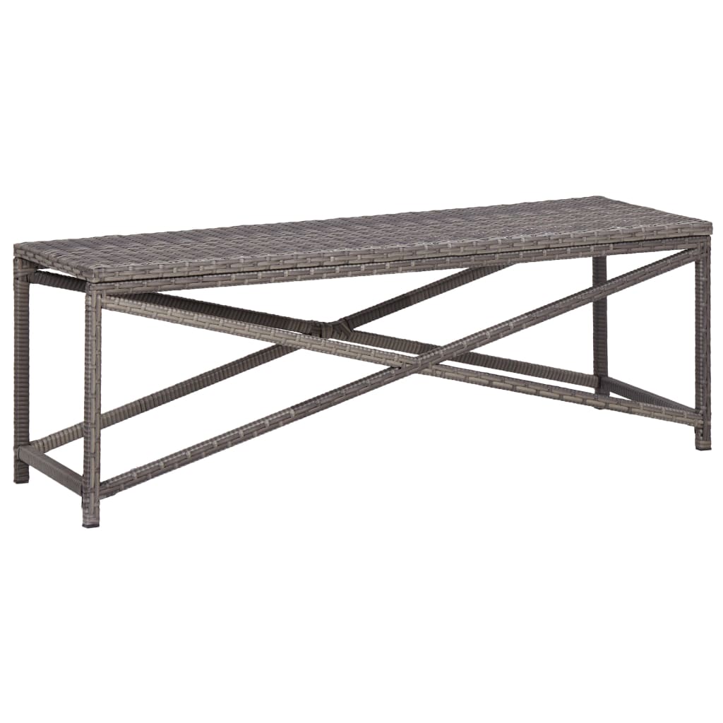 Garden Bench 120 cm Poly Rattan Grey - Decor Base