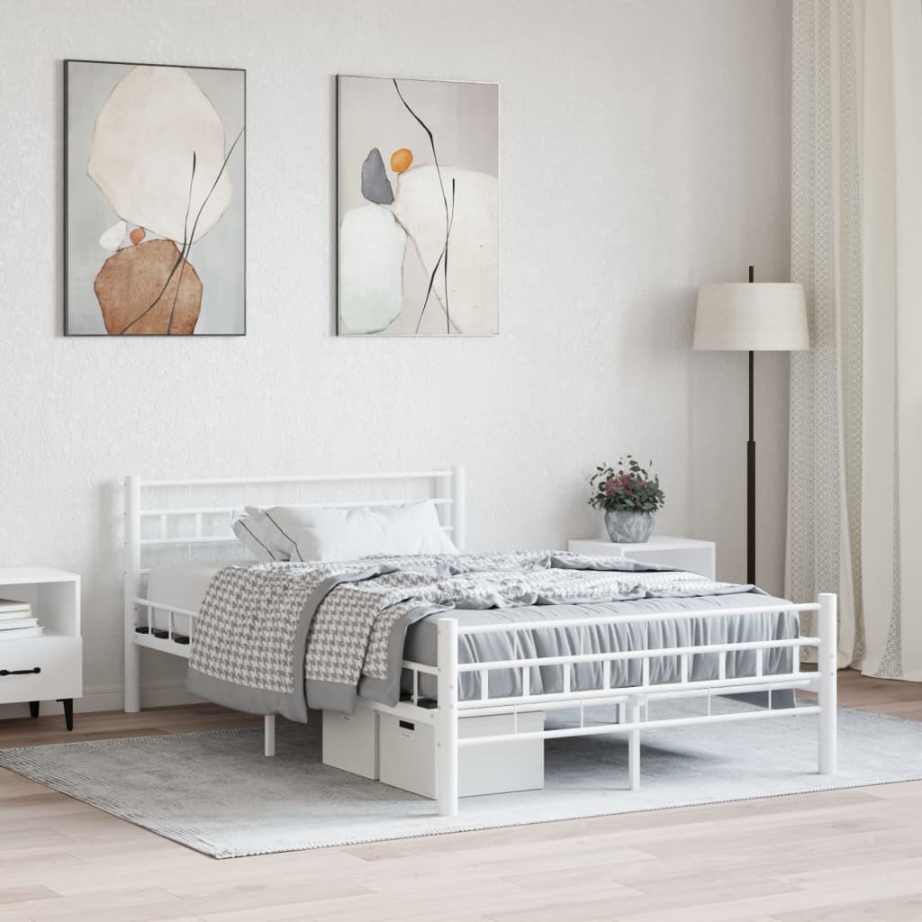 Bed Frame White Metal 140x200 cm - Discount Dealers