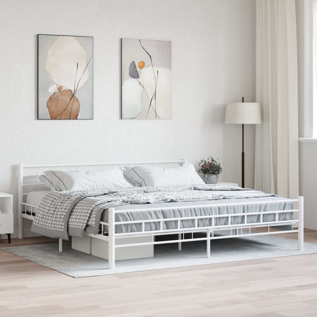 Bed Frame White Metal 200x200 cm - Millennium Furniture