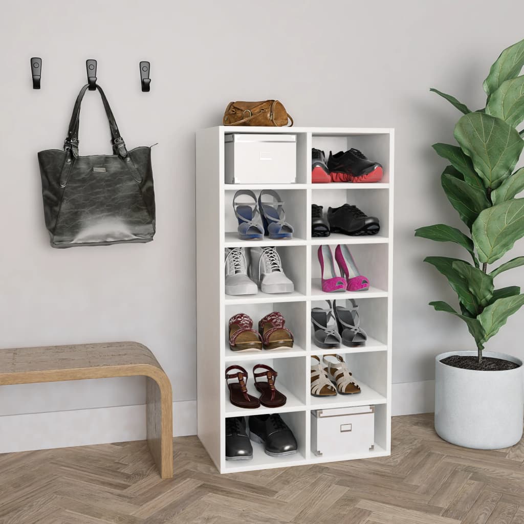 Shoe Rack White 54x34x100.5 cm Engineered Wood - Merlin Deals