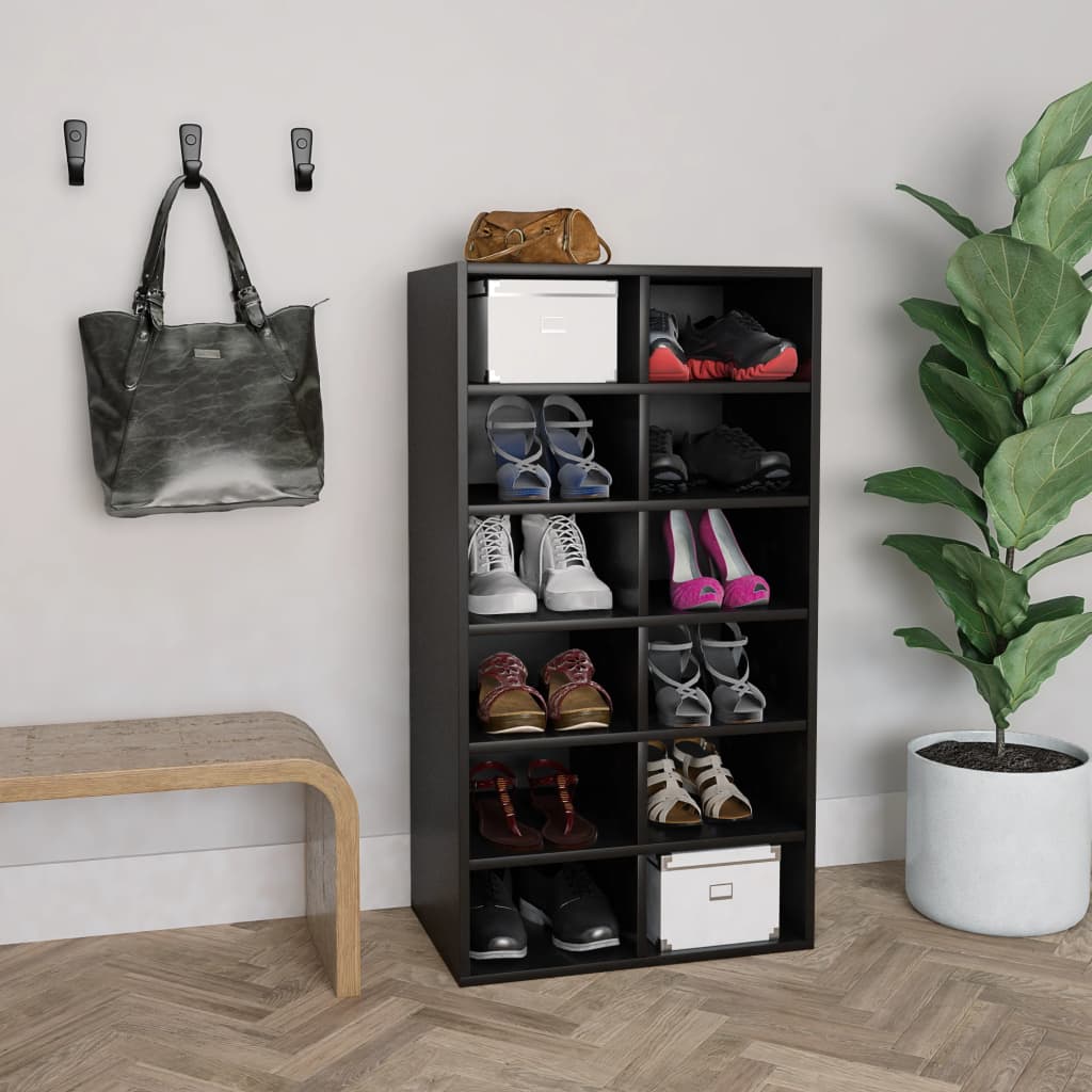 Shoe Rack Black 54x34x100.5 cm Engineered Wood - The Home Maker