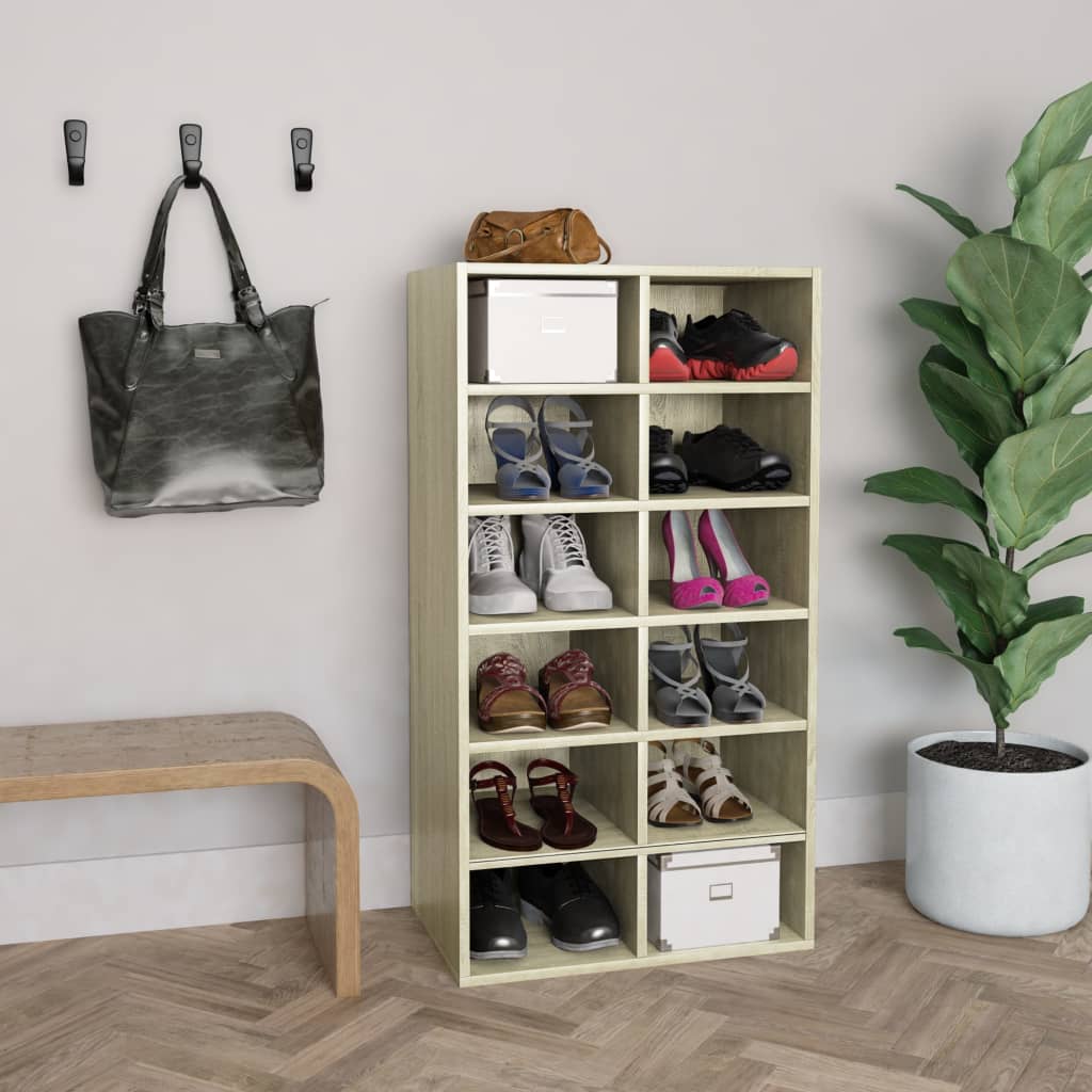 Shoe Rack Sonoma Oak 54x34x100.5 cm Engineered Wood - Discount Dealers
