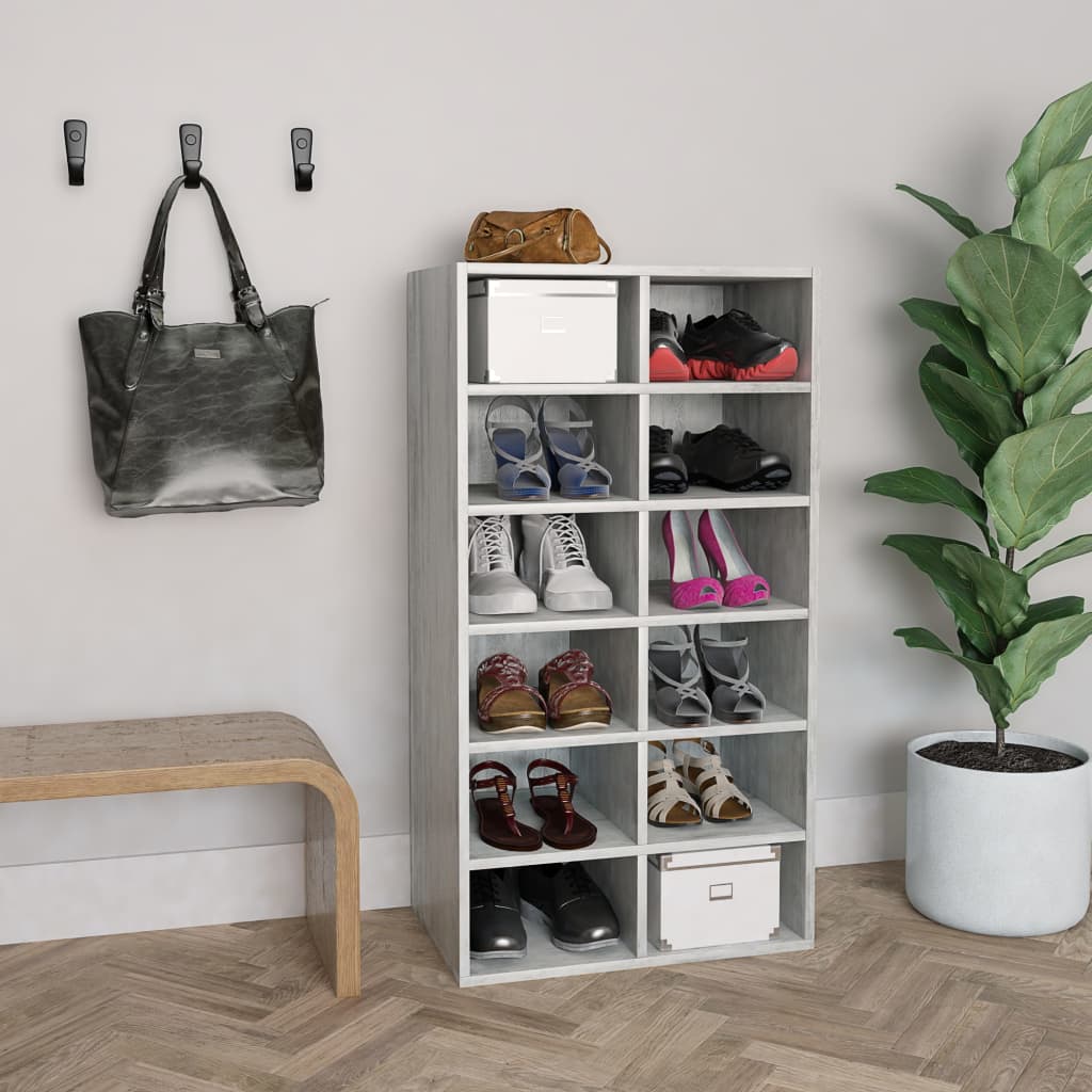 Shoe Rack Concrete Grey 54x34x100.5 cm Engineered Wood - Casper Homes