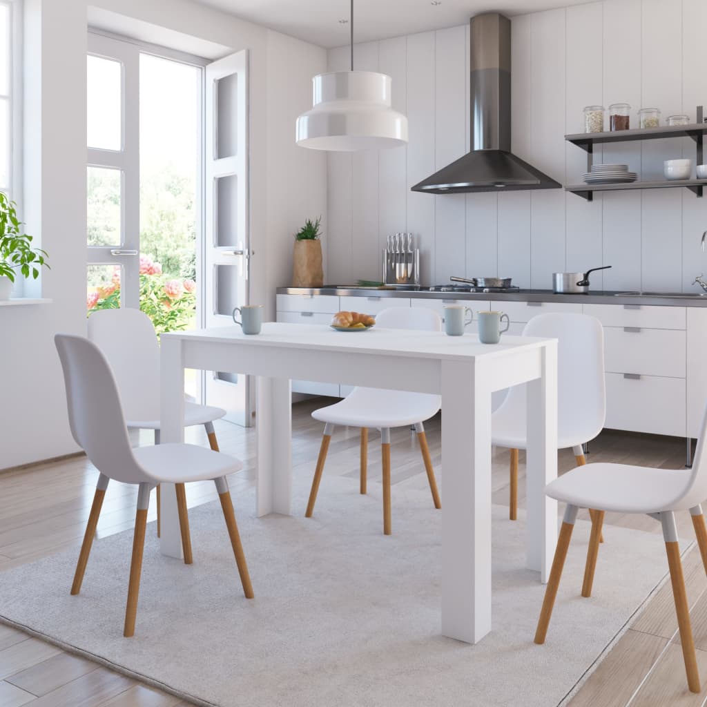 Dining Table White 120x60x76 cm Engineered Wood - Brittle & Co