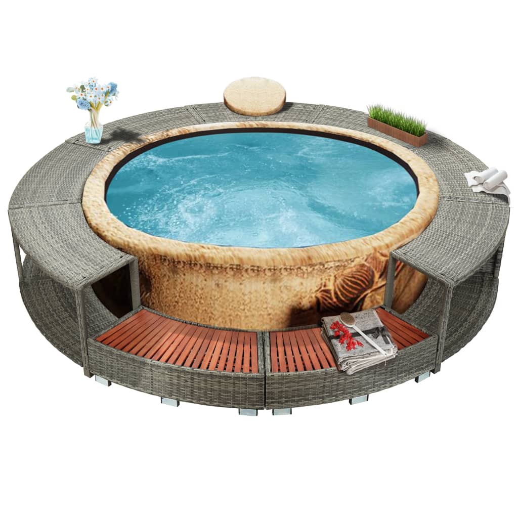 Hot Tub Surround Grey Poly Rattan - The Home Maker