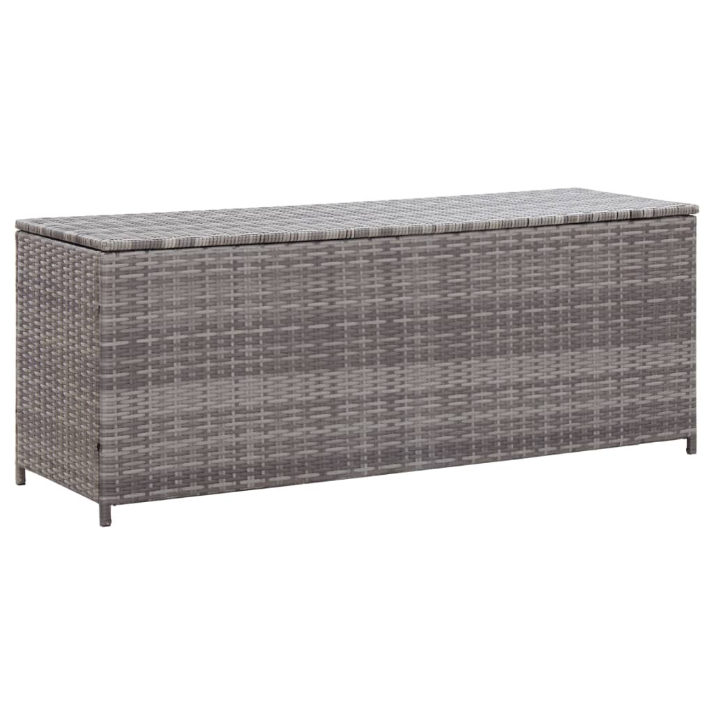 Garden Storage Box Grey 150x50x60 cm Poly Rattan - Discount Dealers