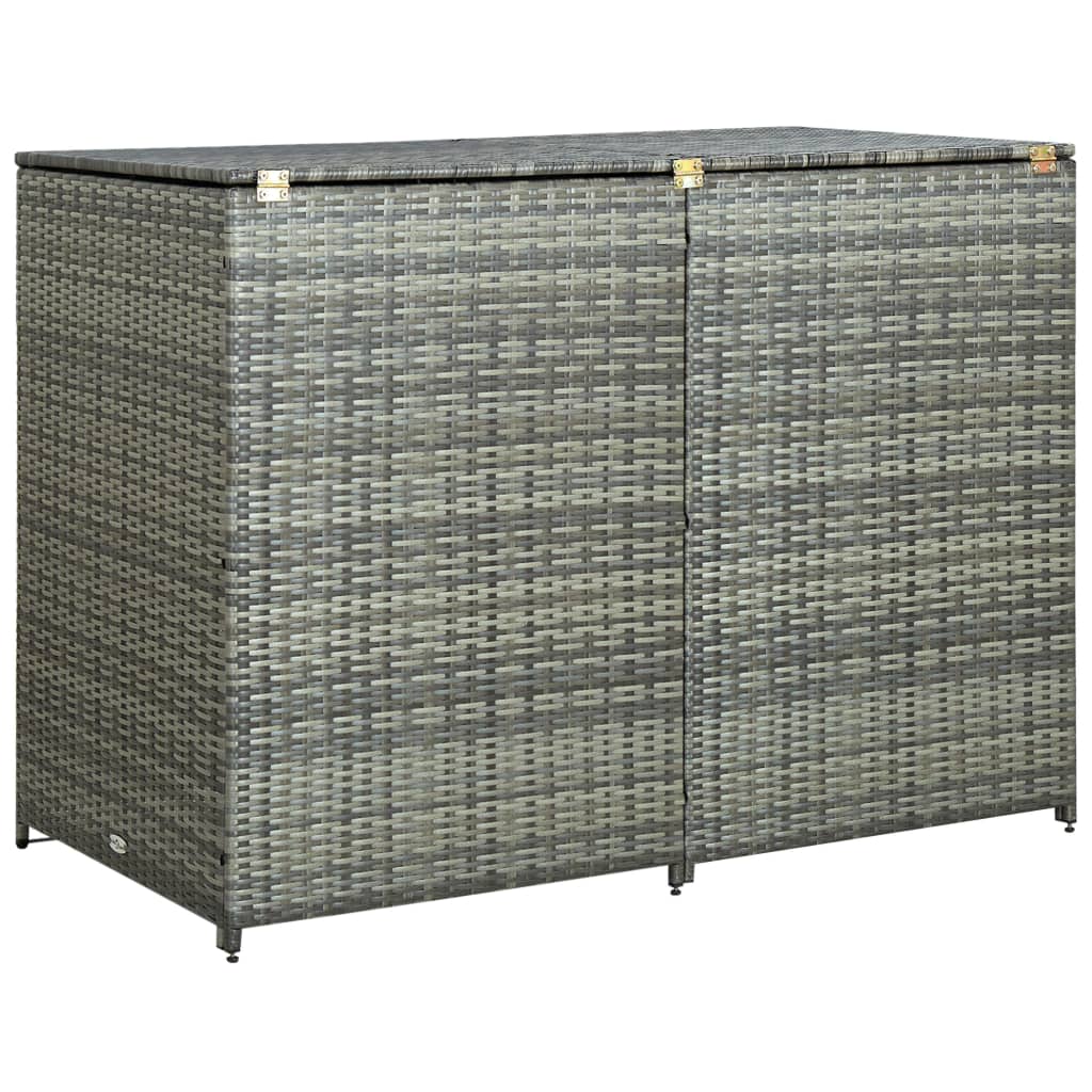 Double Wheelie Bin Shed Poly Rattan Anthracite 148x77x111 cm - Millennium Furniture