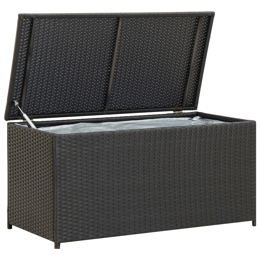 Garden Storage Box Poly Rattan 100x50x50 cm Black - Decor Base