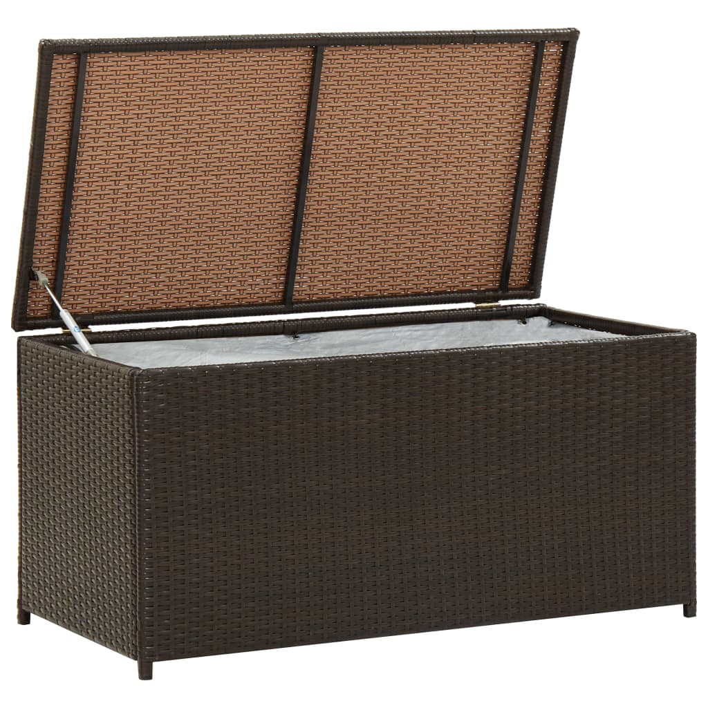 Garden Storage Box Poly Rattan 100x50x50 cm Brown - Sid & Sam