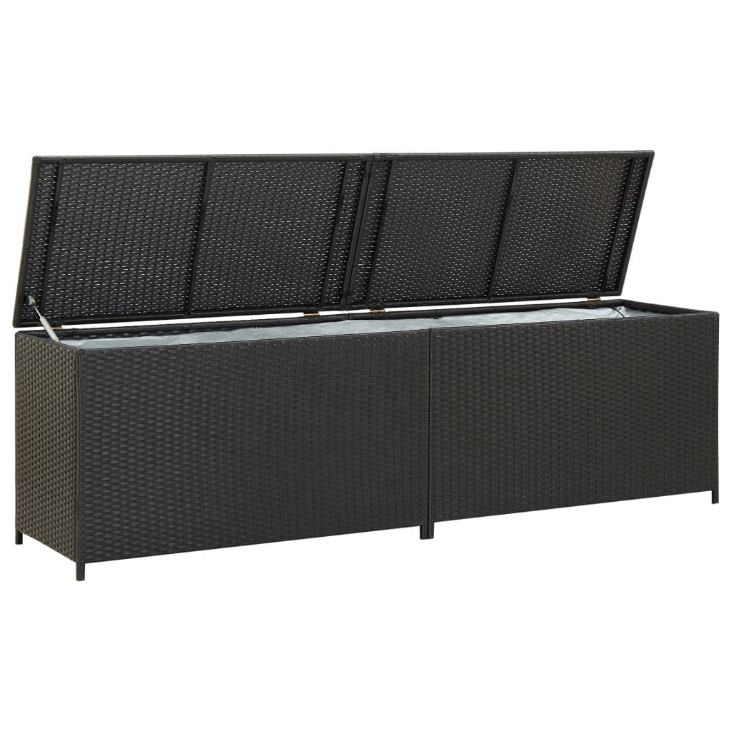 Garden Storage Box Poly Rattan 200x50x60 cm Black - Style and Chic