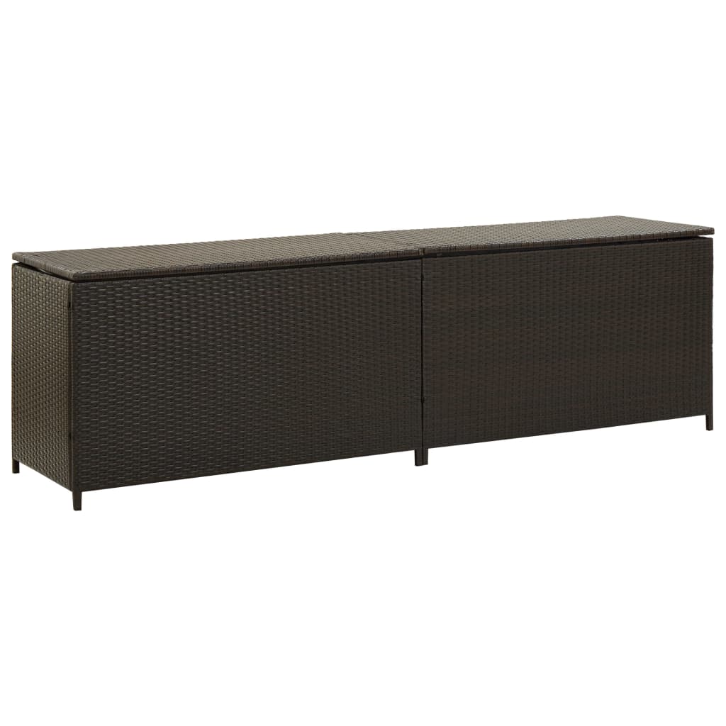Garden Storage Box Poly Rattan 200x50x60 cm Brown - All Things Good