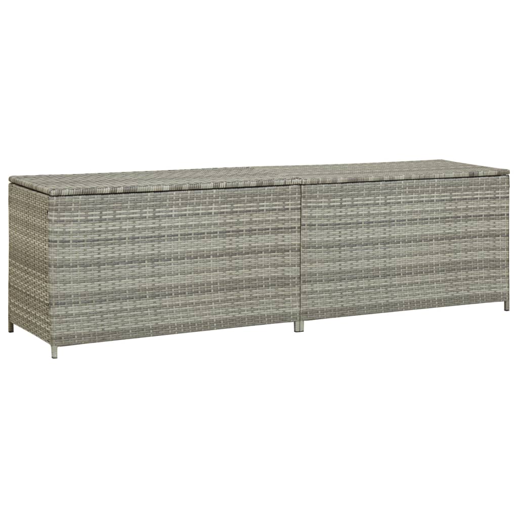 Garden Storage Box Poly Rattan 200x50x60 cm Grey - Casper Homes