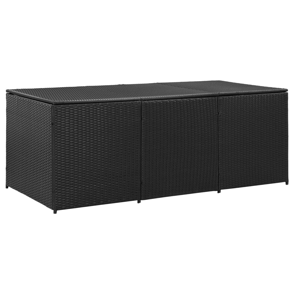 Garden Storage Box Poly Rattan 180x90x70 cm Black - All Things Good