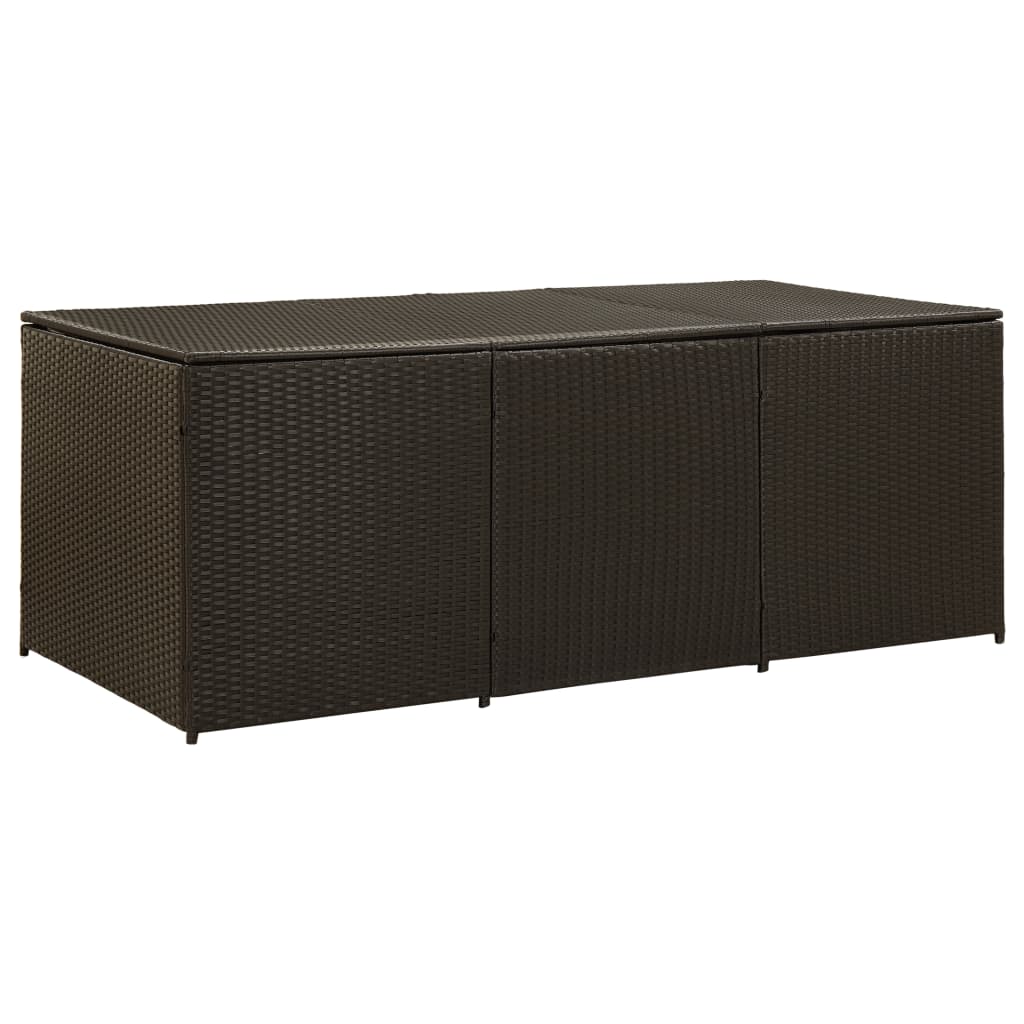 Garden Storage Box Poly Rattan 180x90x70 cm Brown - Tyrell & Tyrell