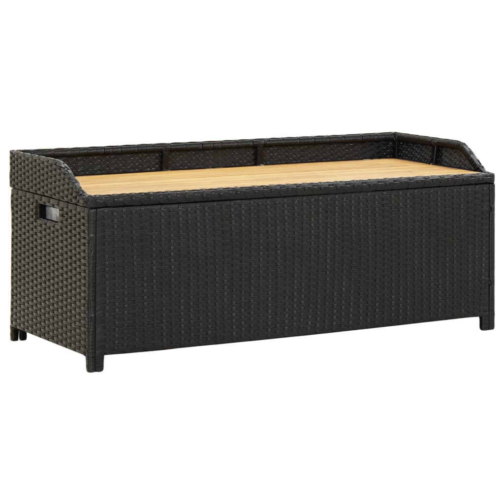 Garden Storage Bench 120 cm Poly Rattan Black - Millennium Furniture