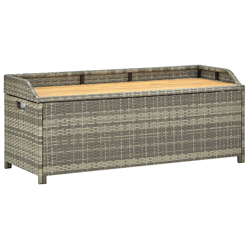 Garden Storage Bench 120 cm Poly Rattan Grey - Discount Dealers