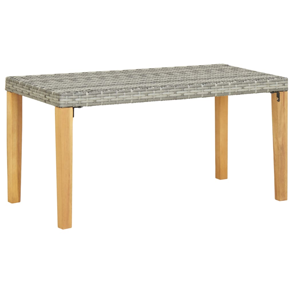 Garden Bench 120 cm Grey Poly Rattan and Solid Acacia Wood - R and M Furniture