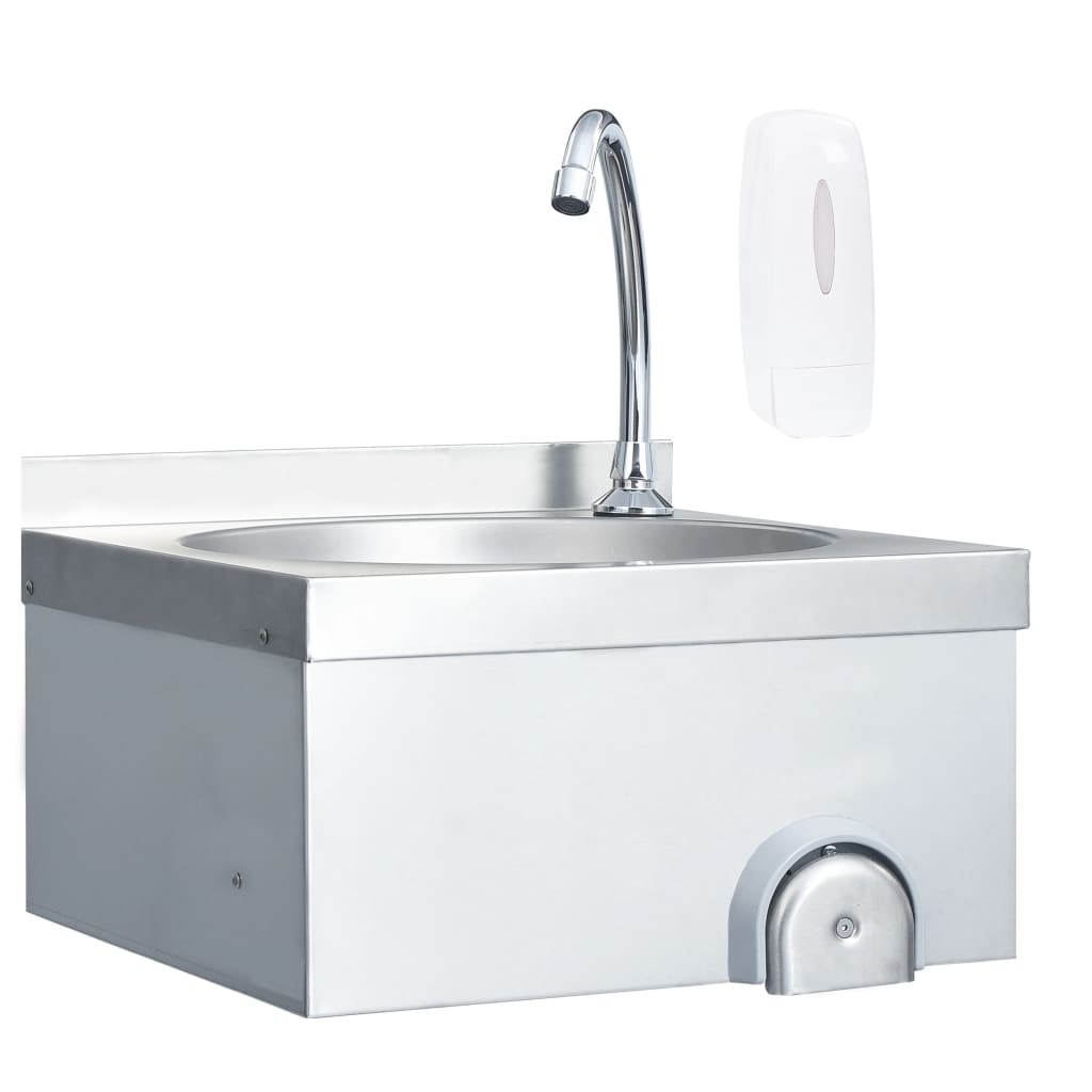 Hand Wash Sink with Faucet and Soap Dispenser Stainless Steel - Decor Base