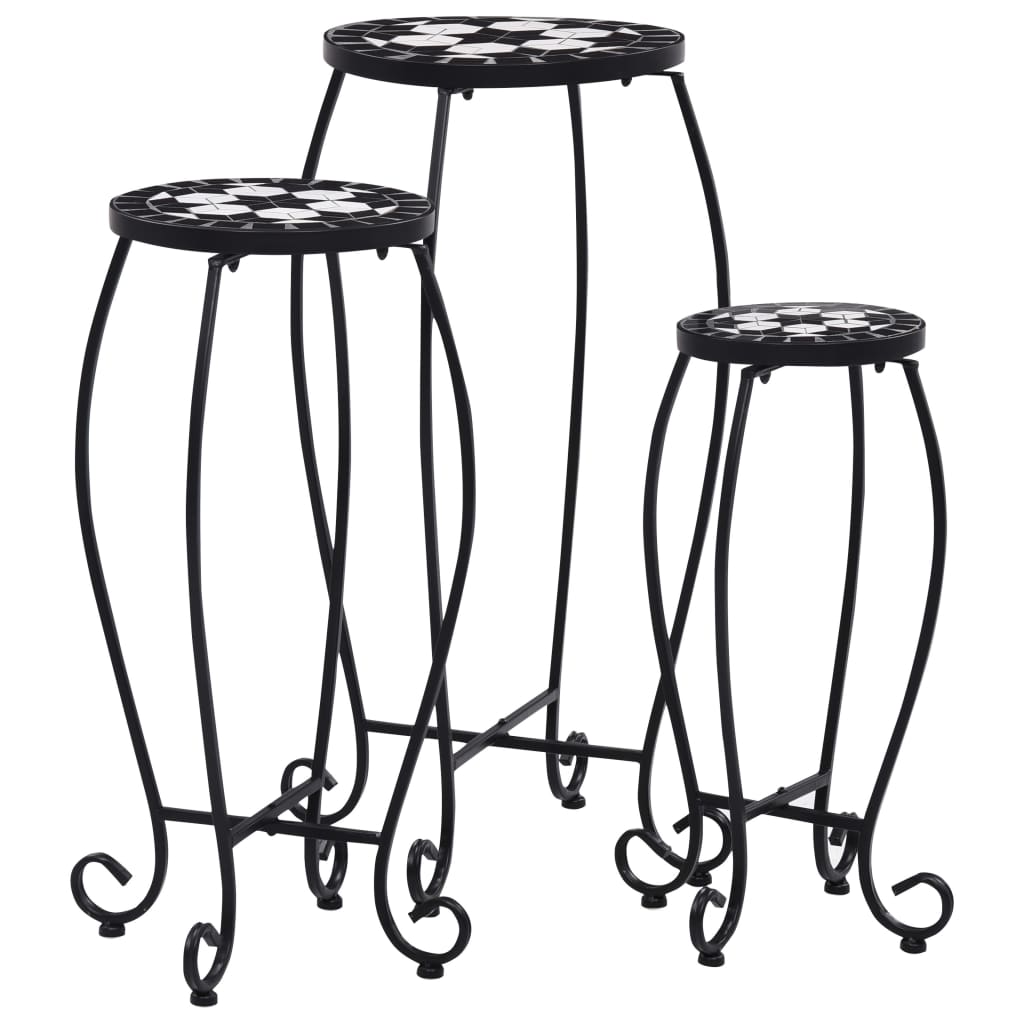 Mosaic Tables 3 pcs Black and White Ceramic - Unbeatable Bargains