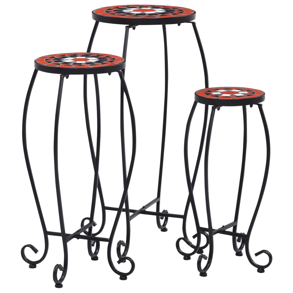 Mosaic Tables 3 pcs Terracotta and White Ceramic - R and M Furniture