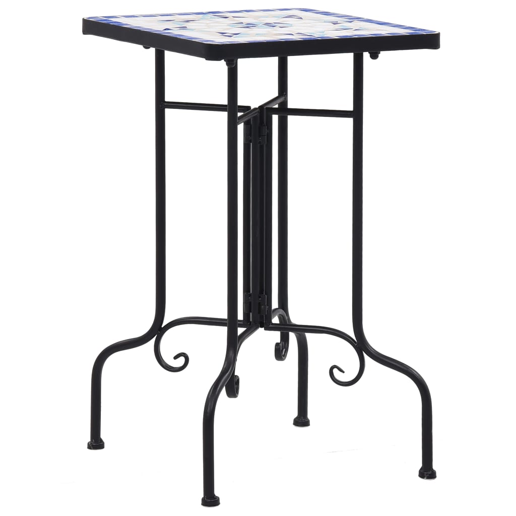 Mosaic Side Table Blue and White Ceramic - All Things Good